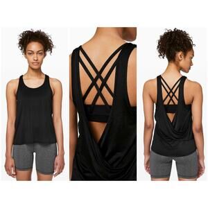 Lululemon Reenergized 2-in-1 Bra Tank Black Size 4 Open Back #W1BOJS